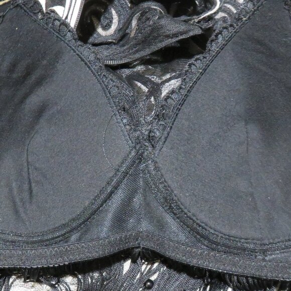 SPADE HALTER TASSLE BRA TOP 36 B CUP BLACK, WHITE, SILVER & MESH INDONESIA MADE - Picture 5 of 13